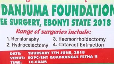 Free surgical mission at the Federal Teaching Hospital in Abakaliki, Ebonyi state for indigent citizens of the state