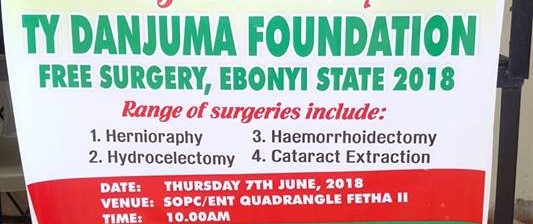 Free surgical mission at the Federal Teaching Hospital in Abakaliki, Ebonyi state for indigent citizens of the state