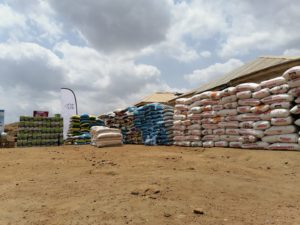 Array of relief food items delivered to the IDP settlement